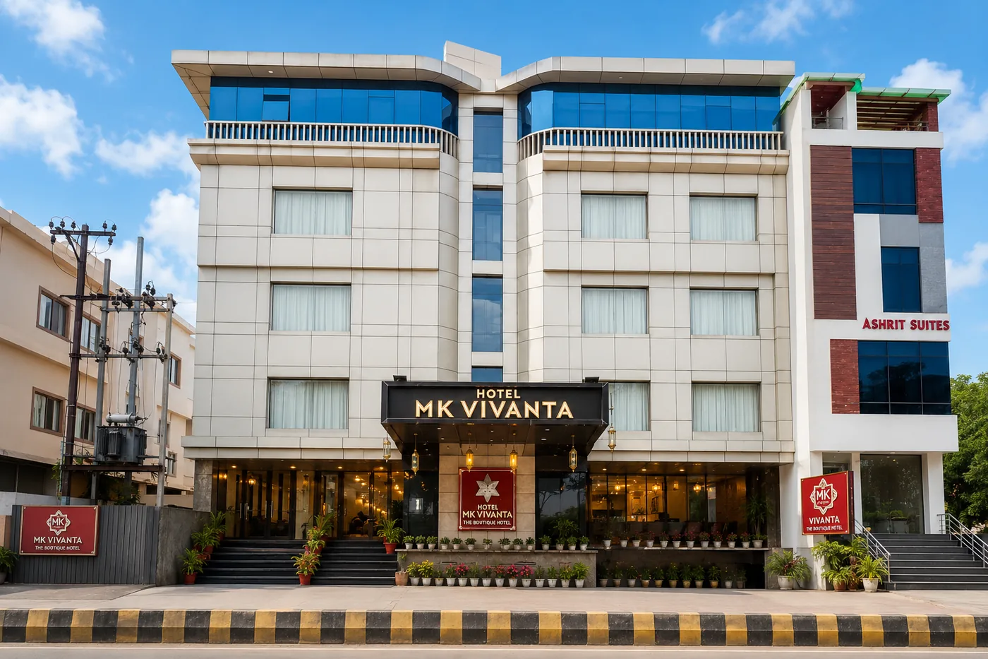 Hotel MK Vivanta — Elegant Boutique Hotel Exterior at Twilight